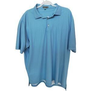 Peter Millar Golf Shirt Polo Summer Comfort Blue White Check Bali Hai XL